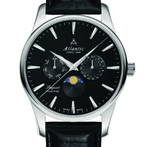 【Moon】 Seaport Moonphase Black Leather – Atlantic Watches