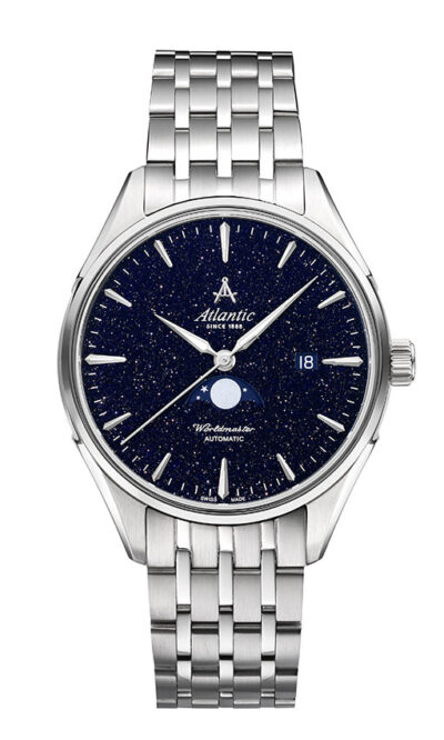 Atlantic Worldmaster Nightsky Moonphase - Blue Aventurine Stone Dial with Stainless Steel Bracelet