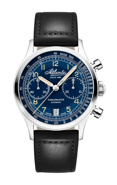 Atlantic Worldmaster Bicompax Blue on Leather Strap