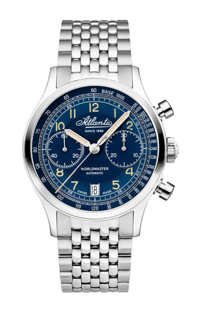 Atlantic Worldmaster Bicompax Blue on Metal Bracelet