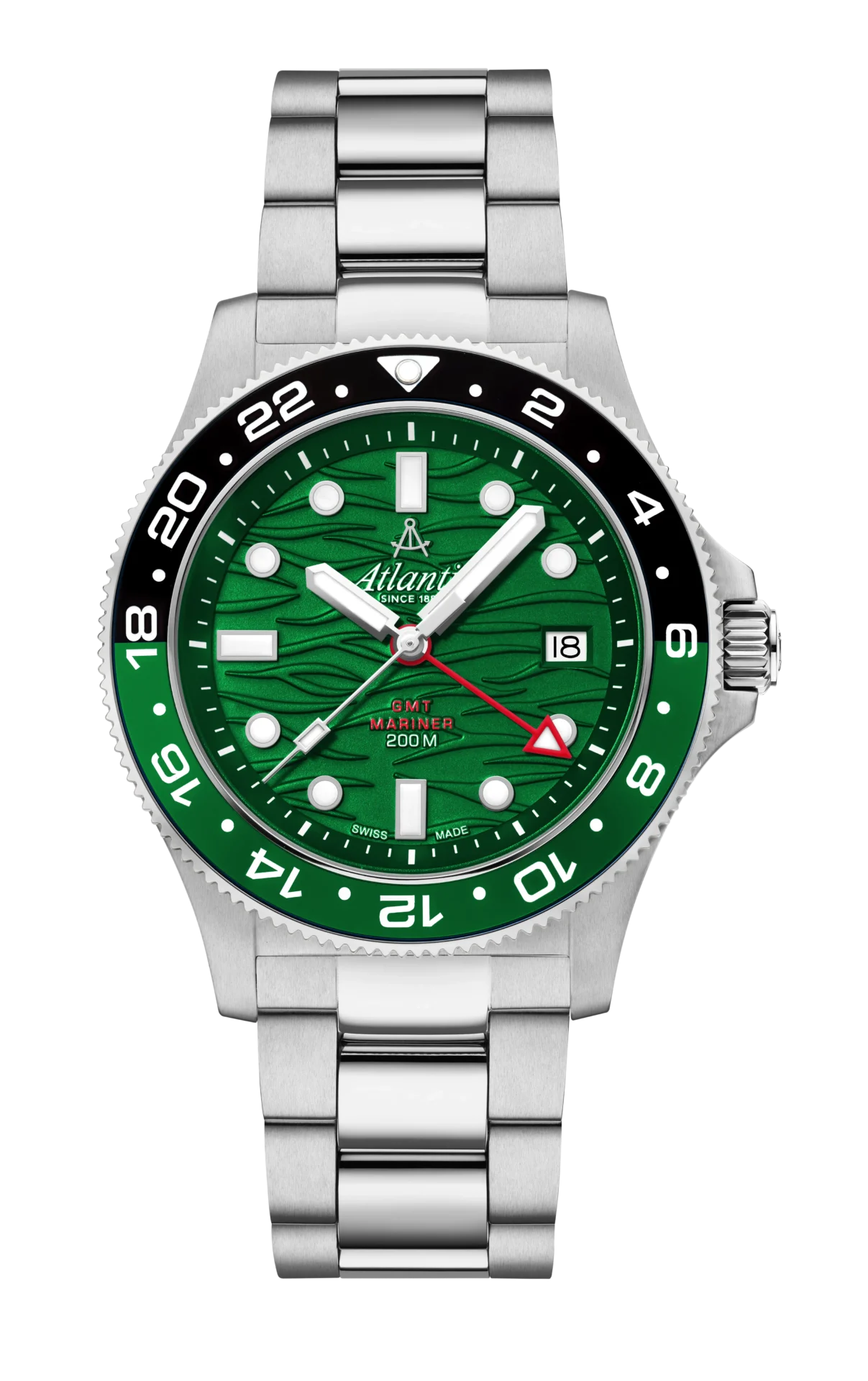 Atlantic Mariner Wave Quartz GMT green watch