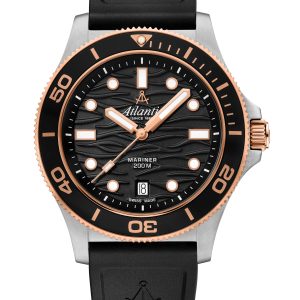 Atlantic Mariner Quarz Wave Schwarz Bicolor Rose Gold PVD PU