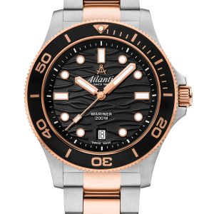 Atlantic Mariner Quarz Wave Schwarz Bicolor Rose Gold PVD