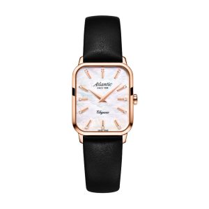 Elegance Belle | Rose Gold mit Perlmutt-Zifferblatt und Lederarmband